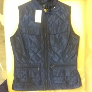 LAUREN RALPH LAUREN WOMEN'S QUILTED IRIDESCENT BLUE VEST M